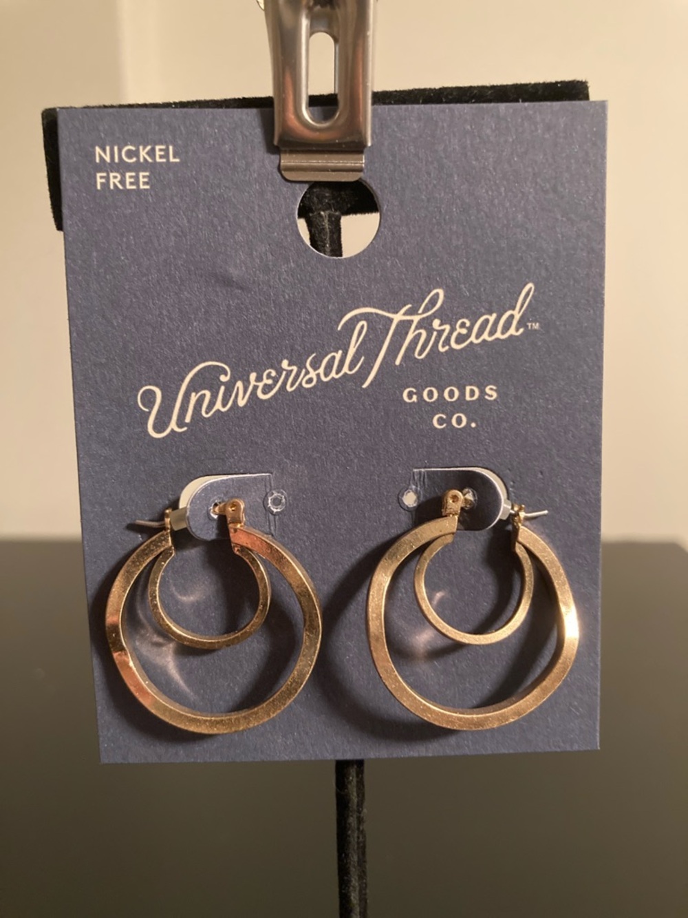 Universal Thread Metallic Gold Double Circle Hoop Earrings
